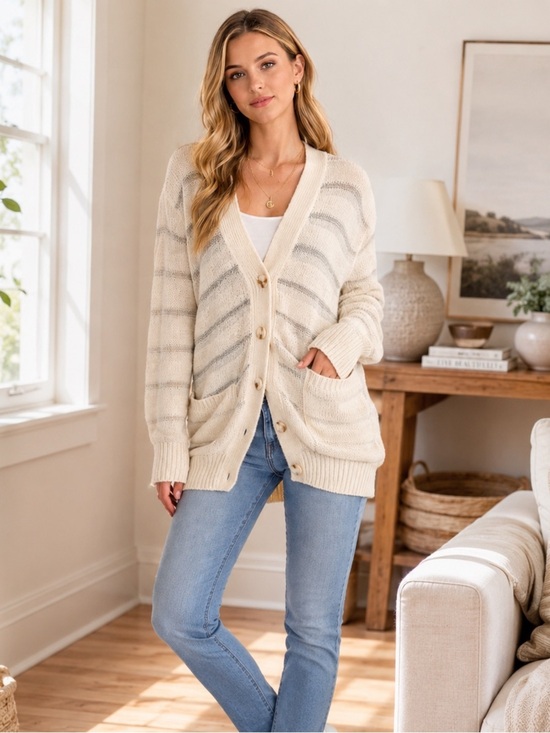 Urban Outfitters Sweaters - Cream Cable Knit Button Down Cardigan Oversized
